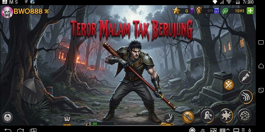 Screenshot gameplay BWO888 yang menampilkan suasana horor yang menakutkan.