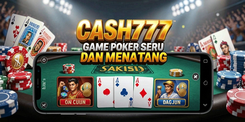 Screenshot utama CASH777 menunjukkan pemain yang sedang asyik bermain Poker.