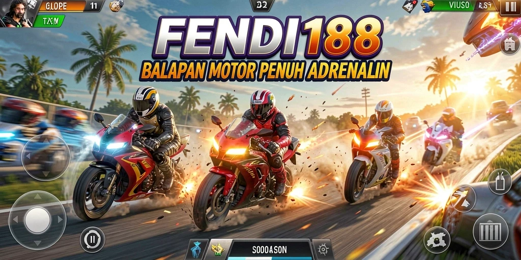 Tampilan gameplay yang menegangkan di trek balapan motor.