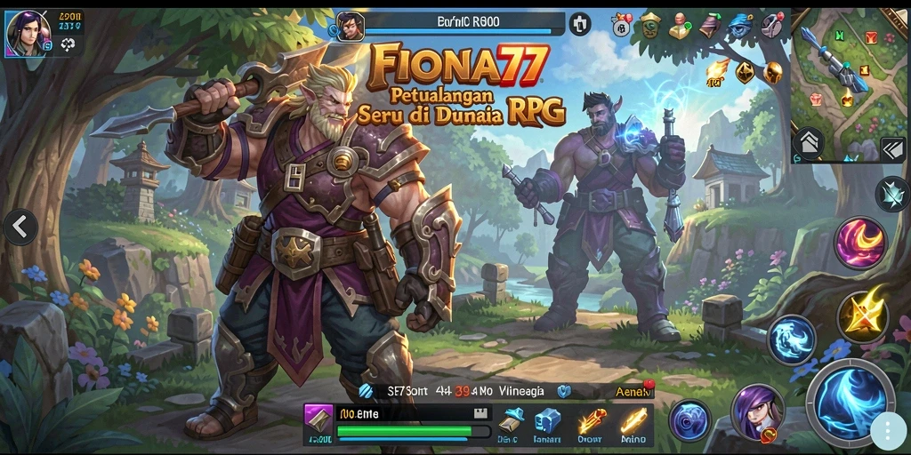 Screenshot FIONA77 menunjukkan pertarungan epik dalam dunia RPG.