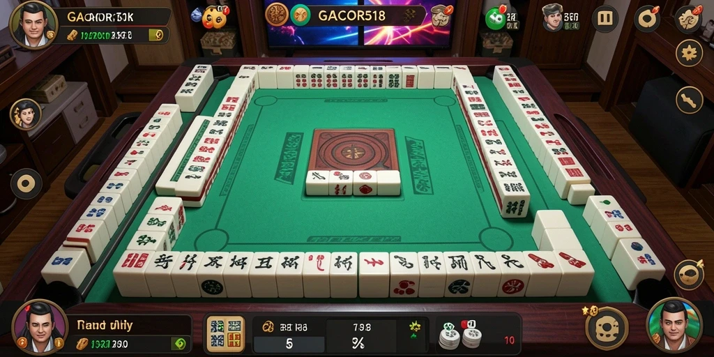 Tampilan gameplay seru GACOR518 dalam permainan Mahjong.