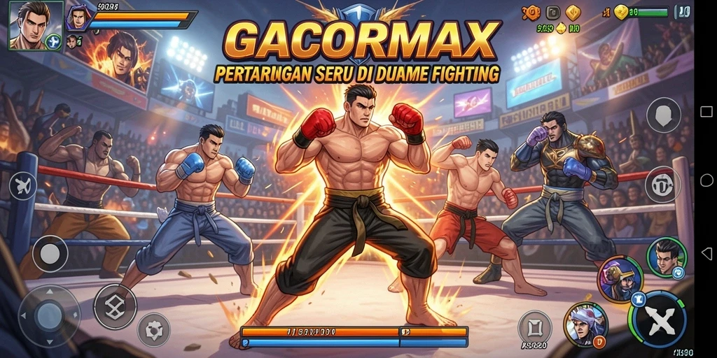 Tampilan pertarungan seru dan karakter beraksi di GACORMAX.
