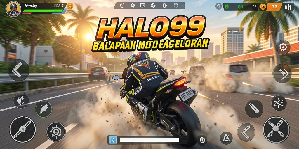 Tampilan luar biasa dari gameplay balapan motor di HALO99.