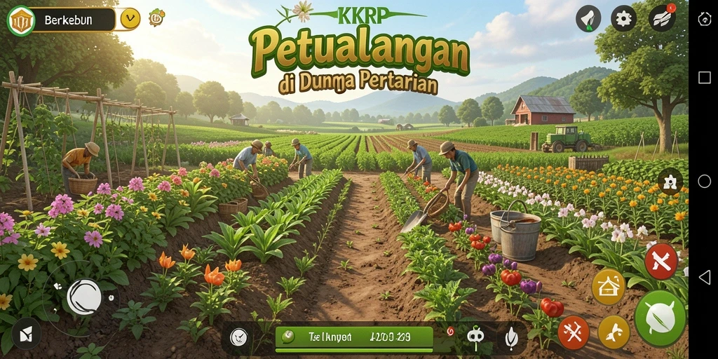 Tangkapan layar gameplay KKRP menampilkan aktivitas berkebun yang menyenangkan.