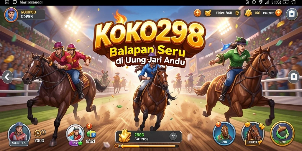 Gameplay mendebarkan KOKO288 dengan trek balap menantang.