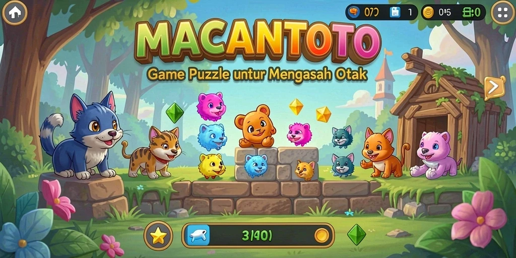 Screenshot gameplay MACANTOTO menampilkan tantangan puzzle yang mengasyikkan.