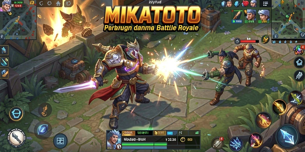 Tampilan utama gameplay MIKATOTO dengan aksi Battle Royale yang seru.