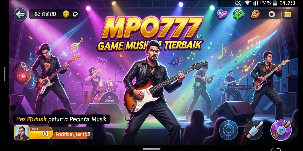 Tampilan gameplay MPO777 dengan lagu-lagu dan tantangan menarik.
